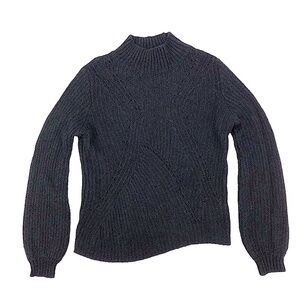 Lucky Brand‎ Black Mock Neck Asymmetric Hem Ribbed Sweater Size Medium